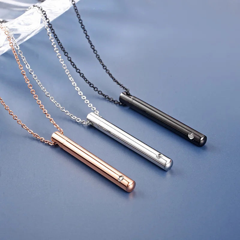 Wholesale Stainless Steel Cylinder Cremation Jewelry Ashes Pendant Urn Necklace Perfume Bottles Necklaces