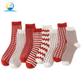 New Arrival Trendy Girl Cotton Red Socks Ins Sock for Women Stripe Plaid Wholesale Ladies Tube Socks