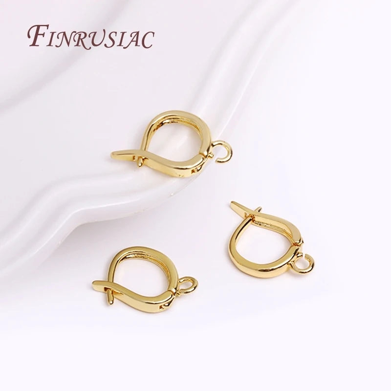 18K Real Gold Plated Brass Metal DIY Earring Hook Clasps Popular Handmade Jewelry Findings & Components Wholesale