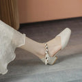 Soft Leather Women's Shoes with Skirts and Shoes with Hollow Ribbons square Toes Girls Wear Thick Heels Heightened Toe Sandals