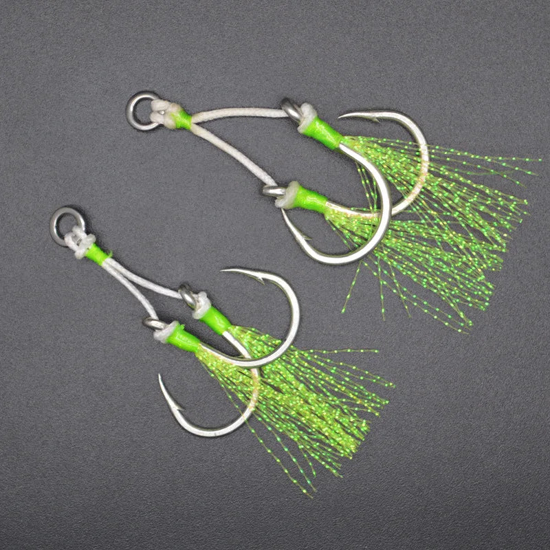 High Carbon Steel Double Assist Hook Jigging 1/0 2/0 3/0 5/0 7/0 9/0 11/0 Saltwater Slow Jigging Hook