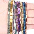 3x9mm Gold Color Fillet Rectangle Multicolor Plating Hematite Loose Spacer Natural Stone Beads Jewelry Making DIY Bracelet
