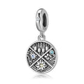 Real 925 Sterling Silver Round Shape Flowers Shape Zircon Pendants Beads Fit Charm Bracelet Jewelry Making Wholesale Lots Bulk