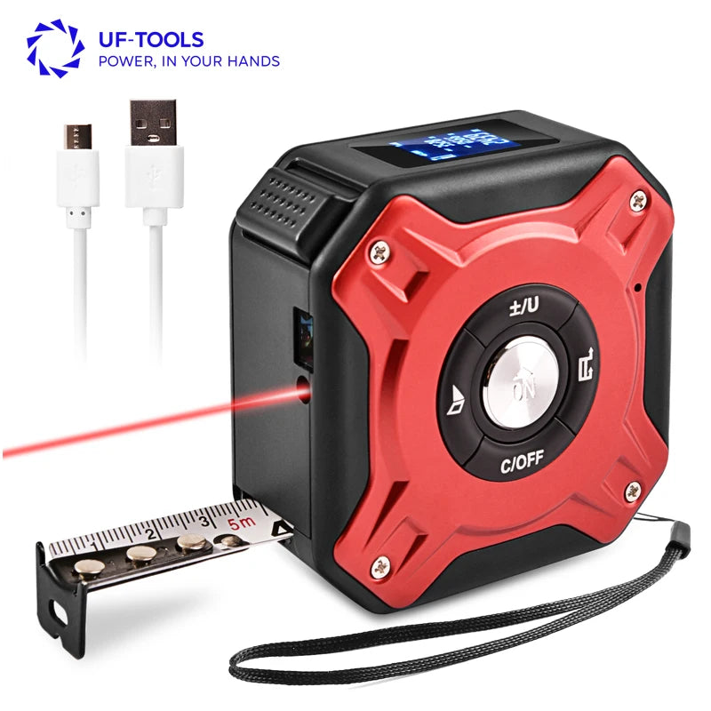 UFTOOLS Custom Logo ODM OEM 40M Digital Laser Distance Meter Household Stainless Steel ABS Blade Metric Plastic Digital Tape