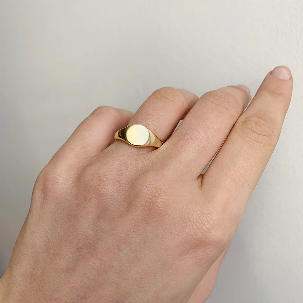 Wholesale Fashion Blank Round Rectangle Shape Rings Jewelry Women 18k Gold Plated Stainless Steel Rings for Girls