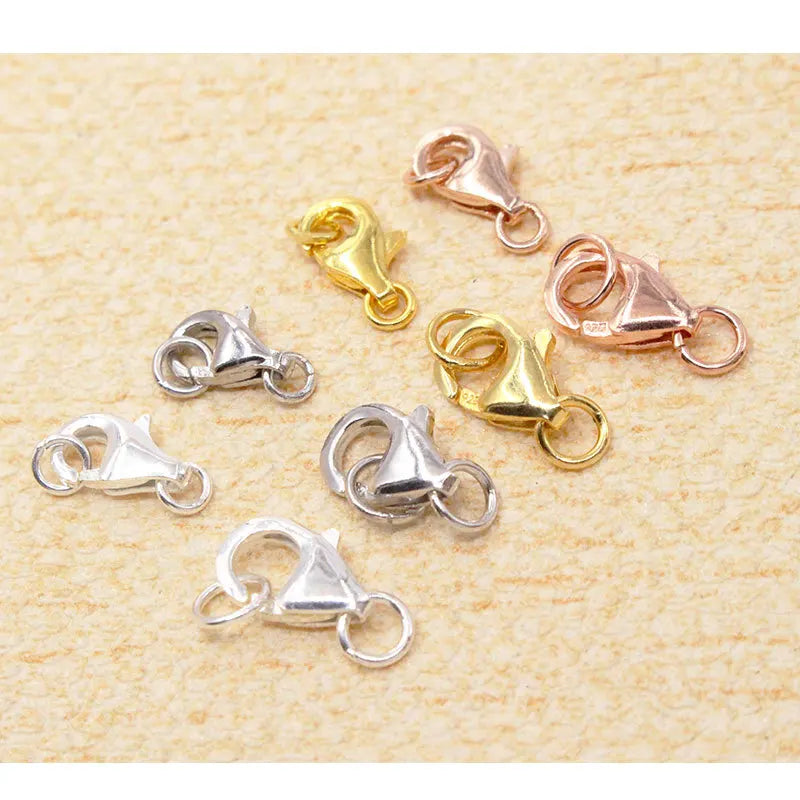Wholesale 100% Real 925 Sterling Silver Lobster Clasp 8-11 mm DIY Jewelry Findings Connector Components Fancy 16 mm Bulk Price