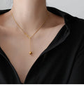HOT Selling Gold Jewelry Small Disc Ball Bead Pendant Necklace Stainless Steel Adjustable Chain Choker Necklaces for Girls