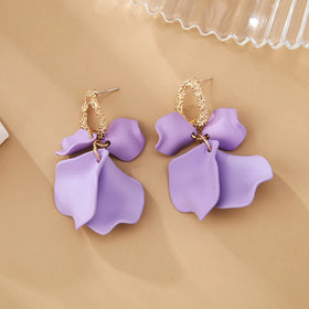 Silver Needle Colorful Petal Earrings French Art Retro Atmosphere Earrings Fashion Design High Grade Earrings Wholesale Girl