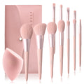 BEILI 11PCS OEM Custom Wood Handle Synthetic Vegan Makeup Brush Set Pink Face Eye Brush Set with Bag Brocha De Maquillaje