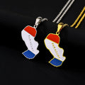 Manufacturer Enamel Stainless Steel Paraguay Map Charm Necklace 18K Gold Plated Enameled Paraguayan Flag Pendant Chain Necklace