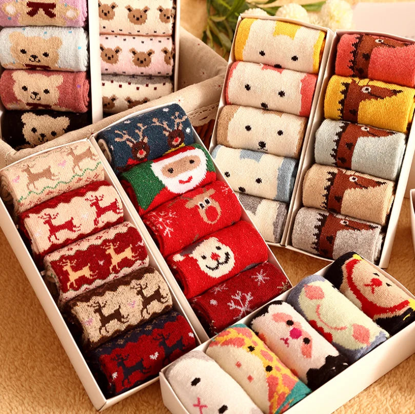Socks Box Gift Set Wool Blend Cute Cat Dot Promotion Cheap Warm Thicken Thermal Boho Thick Wool Socks Women