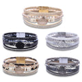 Newest Multicolor Leather Wrap Bracelet Boho Cuff Bracelets Crystal Bead Bracelet with Magnetic Clasp for Women