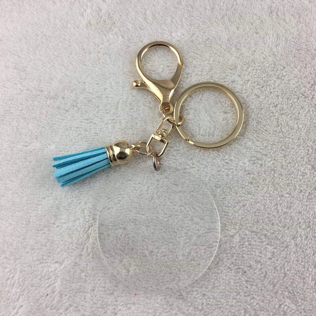 Personalized Tassel Keyrings Key China Blank Clear Acrylic Keychain with UV Printing