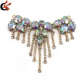 Gold Metal Base Clear AB Crystals Color Sew-On Rhinestone Tassel Appliques Handmade Resin Clear AB Crystals for Decorative