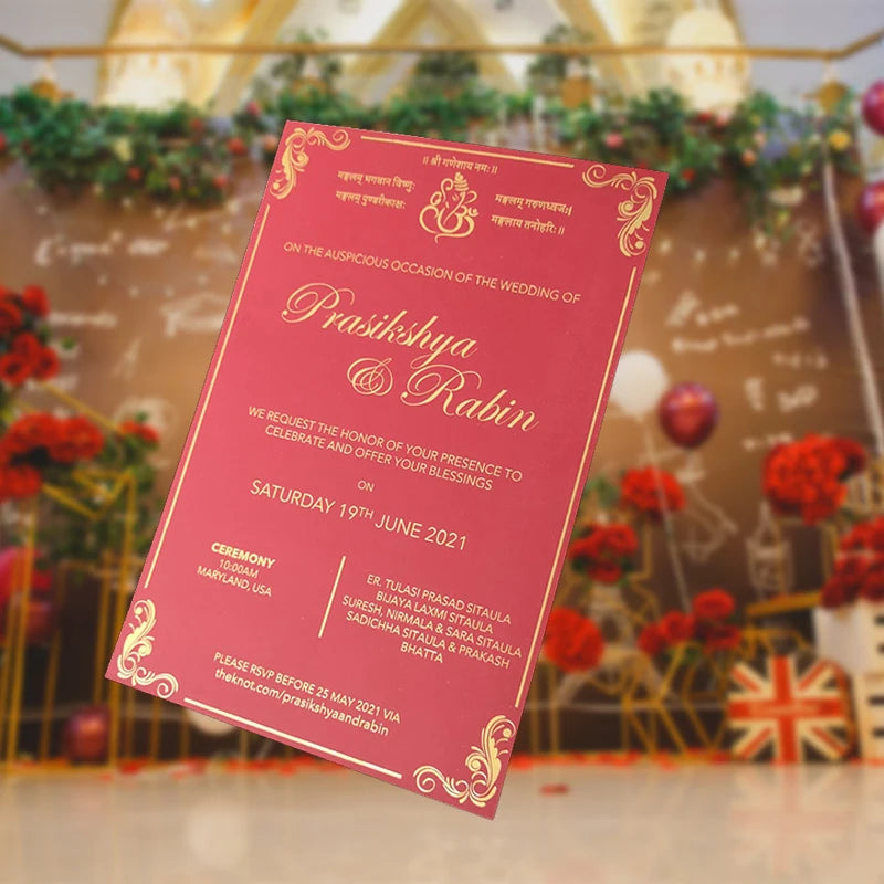 Custom High Grade Gold Foil Stamping Wedding Invitation Coated and Offset Paper with Embossed Logo for Elegant Events