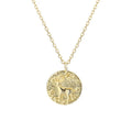Rainbowking Vintage S925 Sterling Silver Engraved Elk Charm 18k Gold Plating Round Pendant Necklace Jewelry for Women and Girls