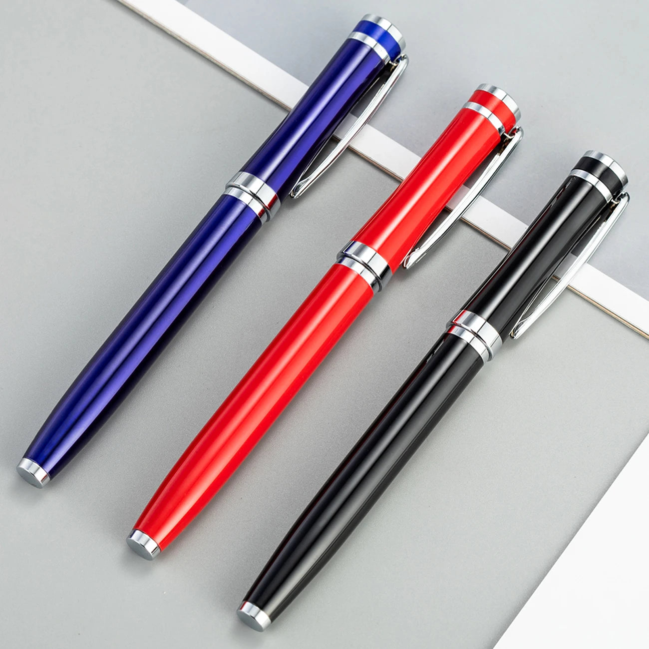Business Gift High End Classic Black Metal Roller Ball Pen with Silm Gel Rolling Ball Refill Waterproof Ink Fine Tip
