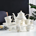 Zogifts Porcelain European Ceramic Bone China British Water Coffee Tea Ivory Cup Saucer Set With Milk Pot Big Tray