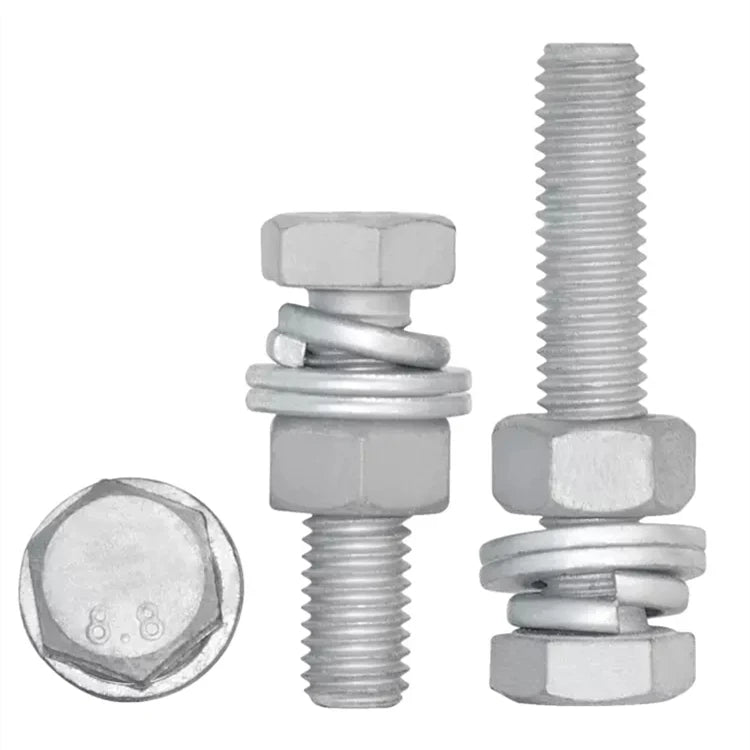 M8 M10 M12 M14 M16 M18 M20 Grade 8.8 Hot Dip Galvanised Full Thread Hex Head Bolts With Nuts and Washers
