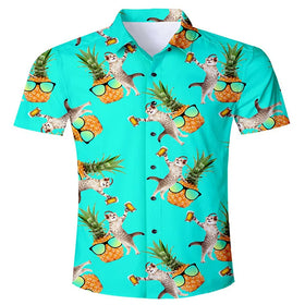 New Fashion Men's Shirts Full Sublimation Hawaiian Shirts Button up Floral Polyester Quick Dry Men Short Sleeves Shirts