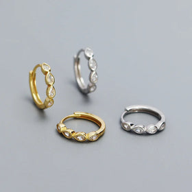2024 New 925 Sterling Silver Minimalist Waterdrop Zircon Hoop Earrings for Women