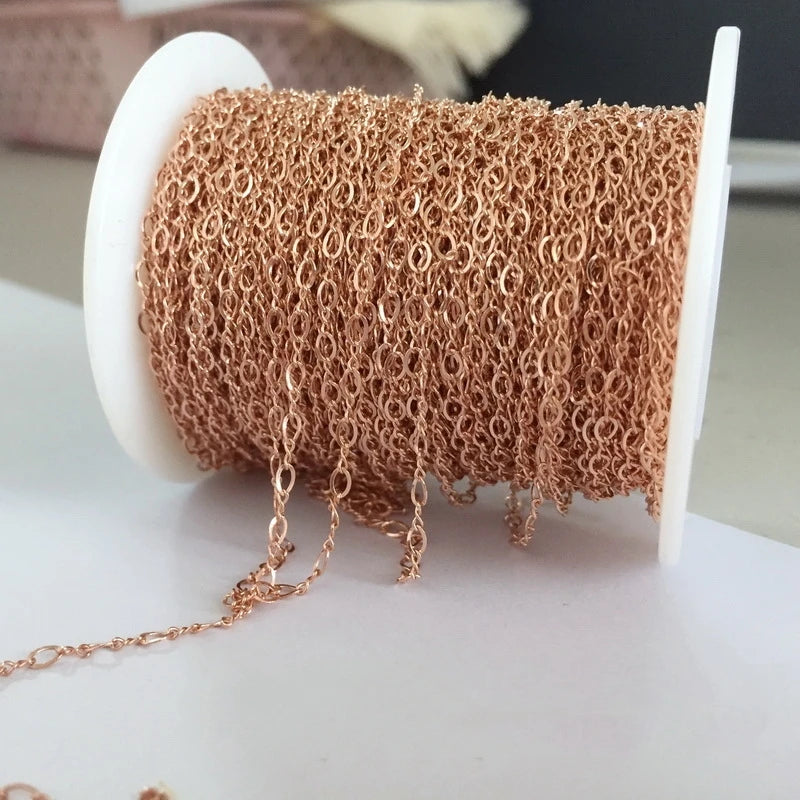 Vintage 2.2mm Figure 8 Cable Chain Rose Gold for Jewelry Making Gold Filled Chains