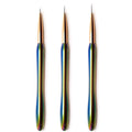 Luxury Amber Color Handle 3-Piece Gel Liner Nail Art Brush Set with Thin 7mm/9mm/11mm Bristles for Nail Detailing