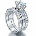 Jewelry Manufacturers European Trendy Fashion 925 Sterling Round Shape Three Rows Design Wedding Ring Minimalist Silver Ring