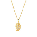 Wholesale Stainless Steel Women 18k Gold Plated Personality Trend Diamond Zircon Large Feather Necklace