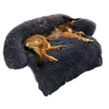 Fluffy Plush Dog Bed with Removable Washable Cover Calming Furniture Protector for Large Medium Small Dogs Cats Solid Pattern