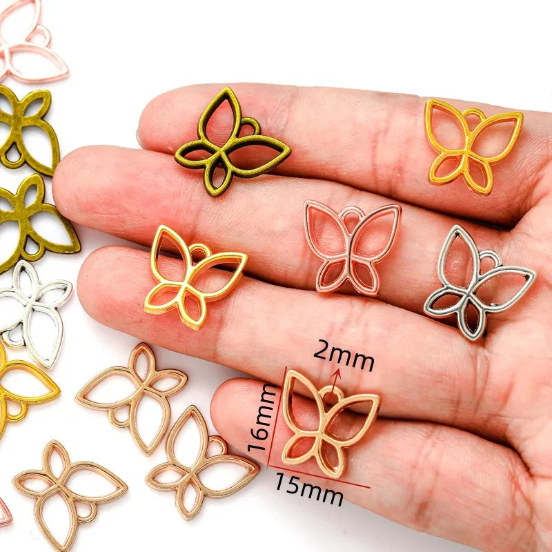 5 Color Frame Butterfly Charm for Earring Bracelet Necklace Pendant DIY Handmade Jewelry Accessories 15*16mm D2120