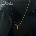 EManco Minimalist Square Pendant Wire Chain Necklace Pendant 18k Men's Stainless Steel Bone Chain Men Necklace with Pendant
