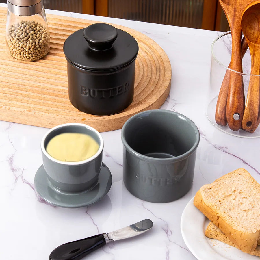 Wholesale Hot Sale Eco-Friendly Porcelain Butter Crock Cheese Container Butter Box with Lid