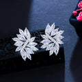 2022 New Fashion Silver Plated Big Cubic Zirconia Big Ice Flower Stud Earrings for Women Classic CZ Party Jewelry Gift