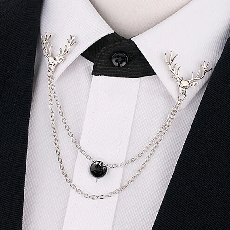 Wholesale Mens Deer Brooches Tassel Chain Animal Breastpin With High Quality