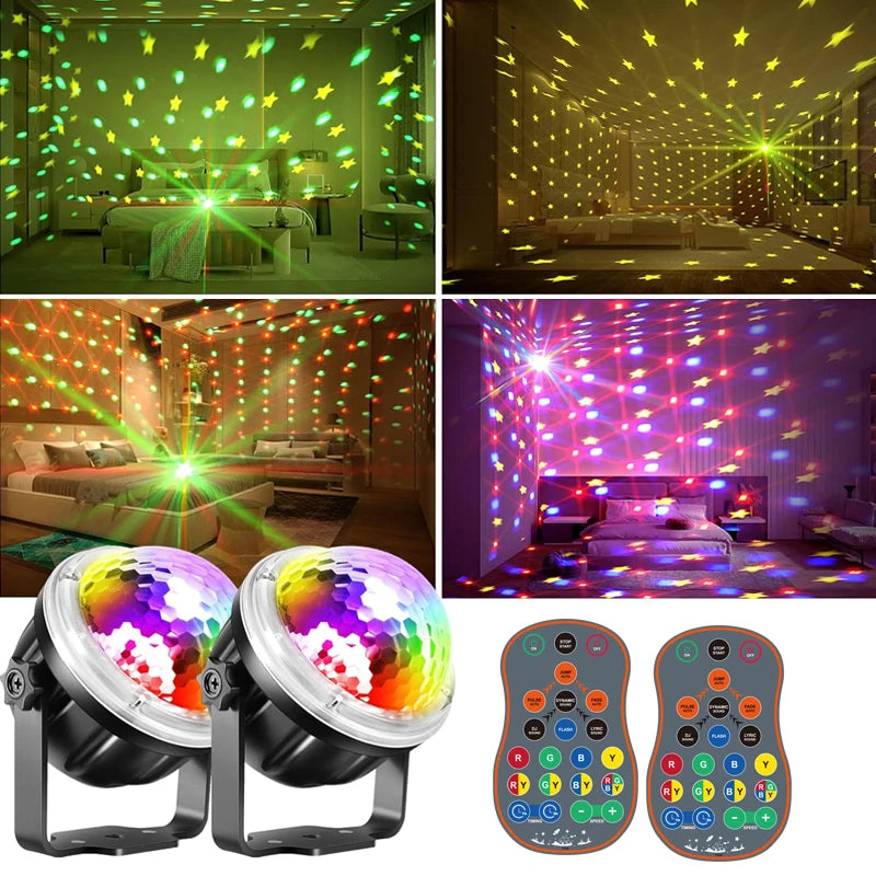 USB Moon Lamp Voice Control LED Base Night Lights for Home DC 5V Star Projector Disco Party Light Effects for Parties KTV