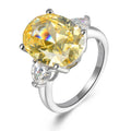 Fashion Yellow Zircon Ring Jewelry Women Classic Sterling Silver Ring