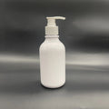 Customized logo 300ml  Round Shape Shiny White PET Plastic Shampoo Bottle with Pump Sprayer for Hand Wash and Shampoo