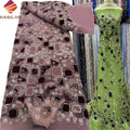2025 Luxury African Lace Fabric Elegant Velvet Mesh Embroidery with French Beaded Tulle for Bridal Wedding Dresses Party Wear