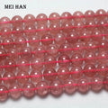 Wholesale Natural Madagascar Strawberry Quartz Smooth Round Stone Beads for Jewelry Making Design