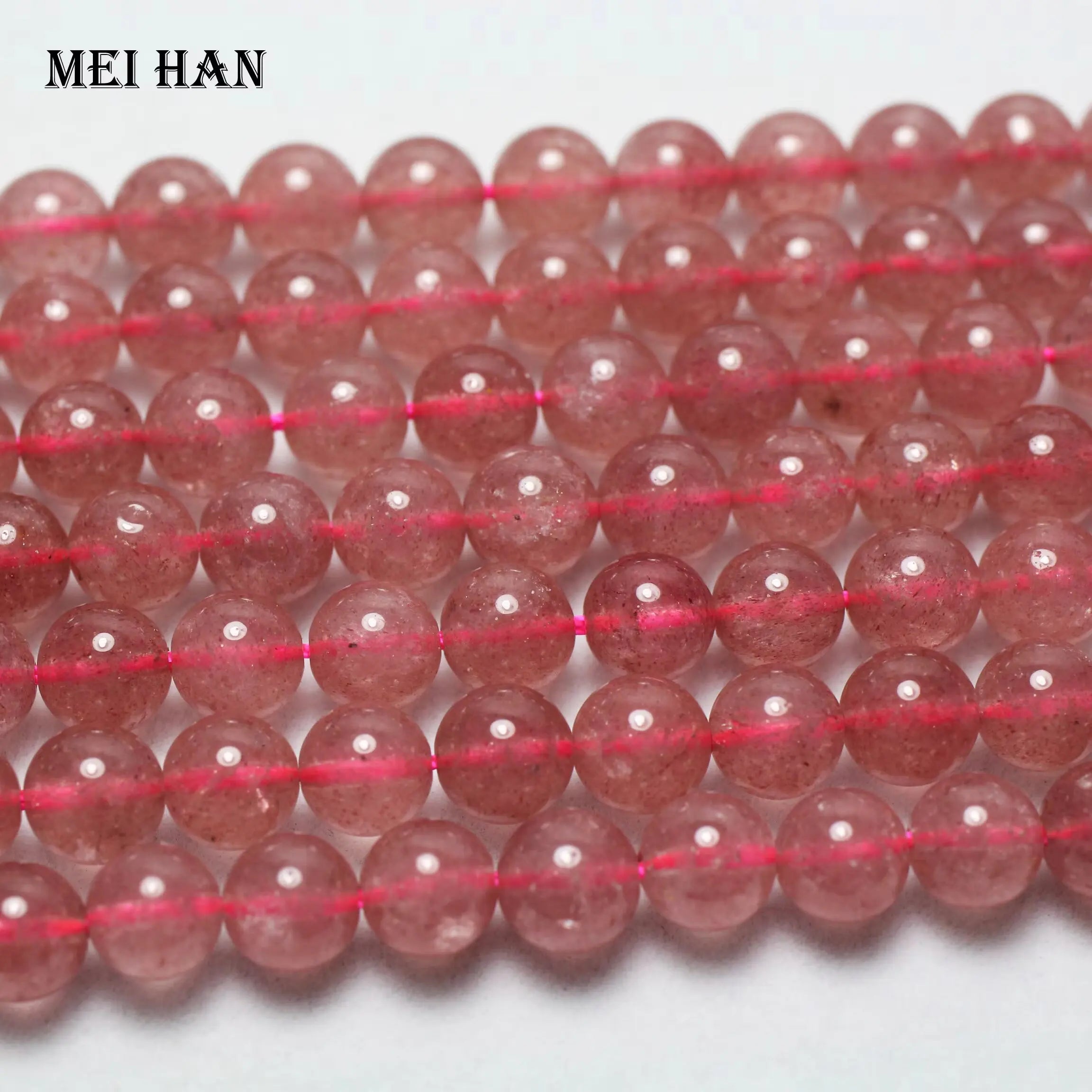Wholesale Natural Madagascar Strawberry Quartz Smooth Round Stone Beads for Jewelry Making Design