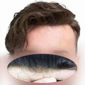 Human Hair Toupee V-Loop Injected Super Thin Skin Base Toupee Replacement Hair System PU Skin 100% Human Hair Toupee for Men Wig