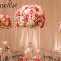 ISEVIAN White Artificial Silk Rose and Hydrangea Flower Ball Centerpiece for Wedding Decoration