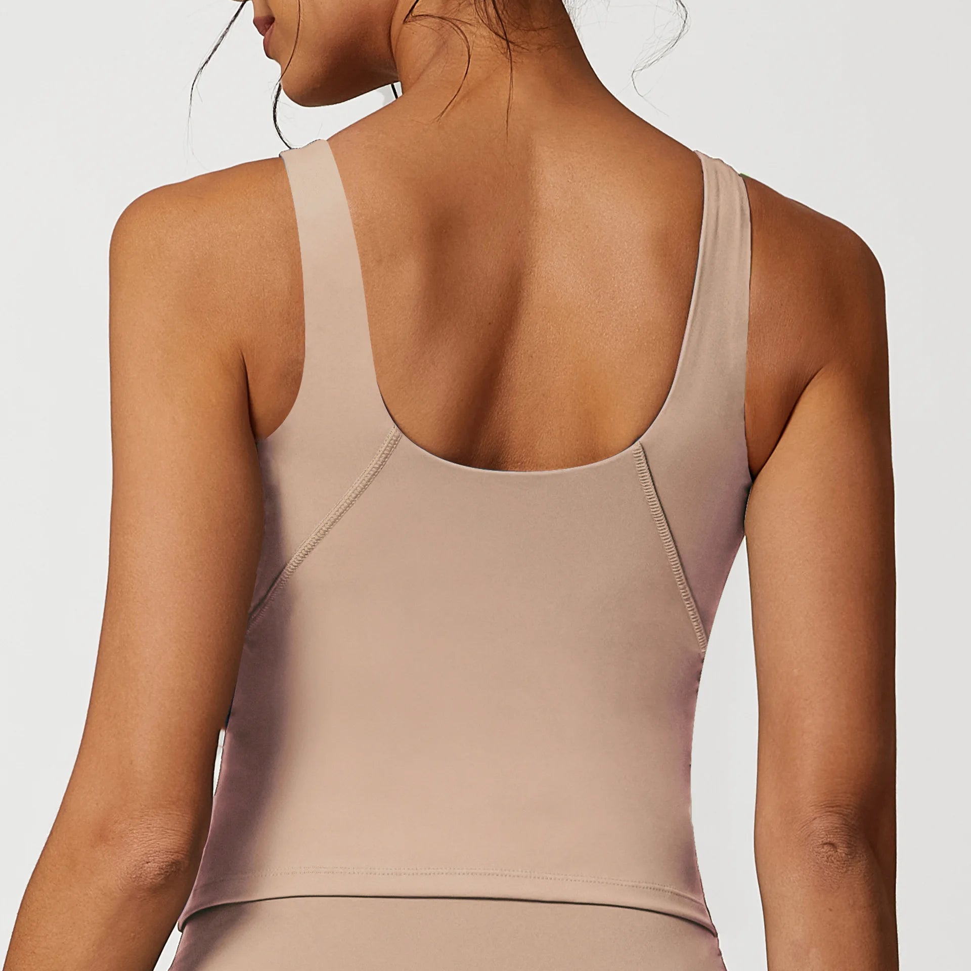 MAYYOUNG Deep V-Neck Fitness Tank Top Quick Drying Yoga Bra for Adults with Simple Breathable Wide Strap Vest Sports Bra