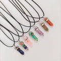 Color Hexagonal Column Bullet Agate Pendant Citrine Necklace Natural Energy Necklace for Gift
