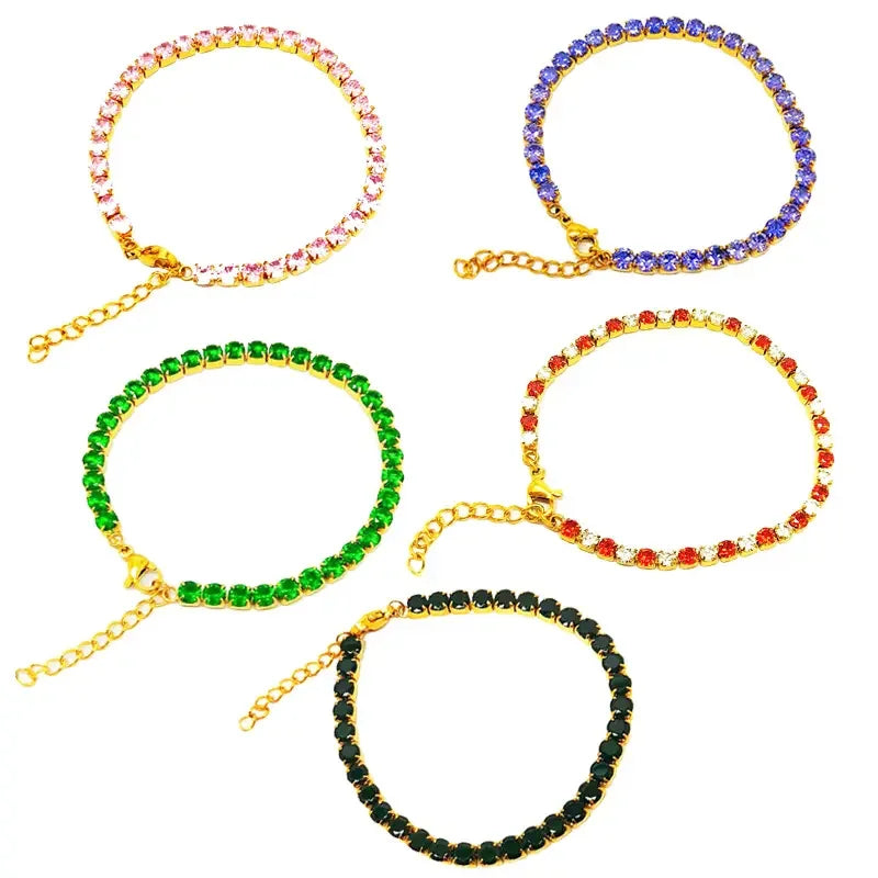 Hot Sell Tennis Chain Bracelets Jewelry Stainless Steel Women Men 3mm 4mm Iced Out Crystal CZ Diamond Tennis Bracelet