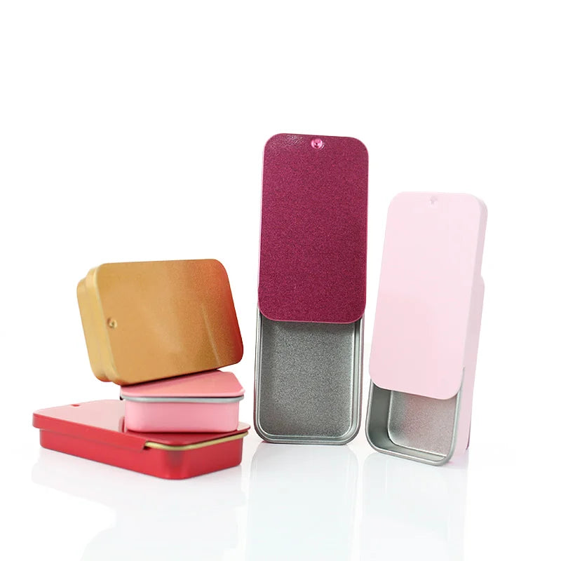 Solid Cosmetics Candy Food Grade Tin Box Slide Top Lip Balm Lipstick Case 16ml Capacity White Black Gold Colors Tinplate Hot