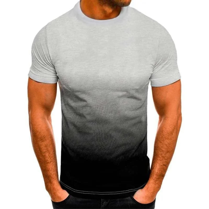 2023 Spring New European and American Men's Leisure Sports Fashion 3D Gradual Short-sleeved Round T-shirts