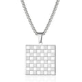 Hot Selling Created Stainless Steel Box Chain Rectangle Chess Board Necklace Jewelry