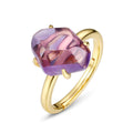 Raw Shape Violet Gemstone Lavender Quartz Ring Lavender Colored Gemstone Gold Plated Stacking Rings Elegant Faceted Ring
